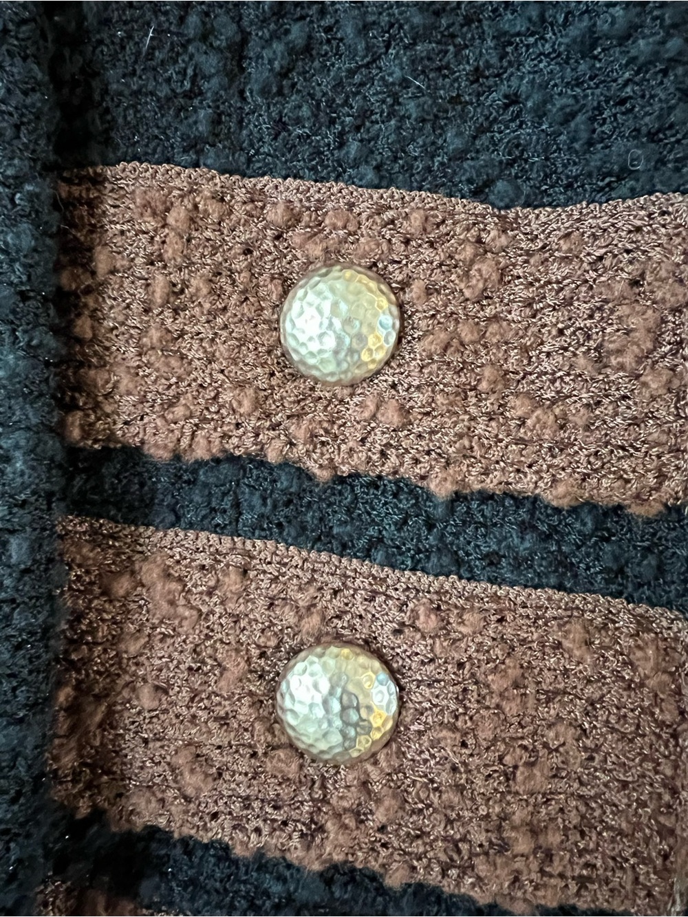 St. John Black and Brown Bouclé Zip-Front Jacket - Picture 6 of 7